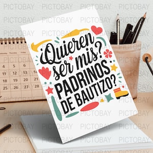 Quieren Ser Mis Padrinos De Bautizo SVG | Digital Download | Godparents Proposal Template | Baptism Godparent Request | Instant Download