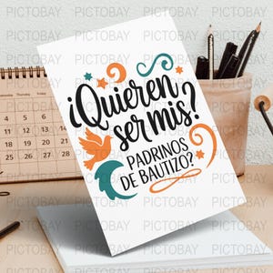 Quieren Ser Mis Padrinos De Bautizo SVG | Digital Download | Godparents Proposal Template | Baptism Godparent Request | Instant Download
