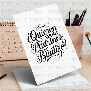 Quieren Ser Mis Padrinos De Bautizo SVG | Digital Download | Godparents Proposal Template | Baptism Godparent Request | Instant Download