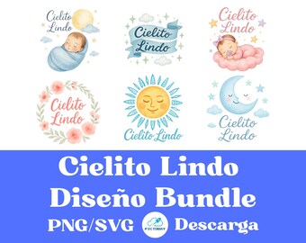 Cielito Lindo PNG-paket | Decoración para Bautizo | 19 Diseños PNG | Español | Ladda ner digitalt