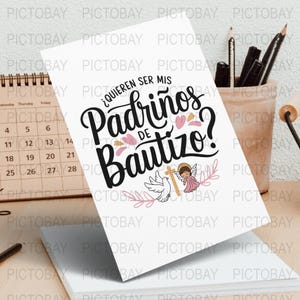 Quieren Ser Mis Padrinos De Bautizo SVG | Digital Download | Godparents Proposal Template | Baptism Godparent Request | Instant Download