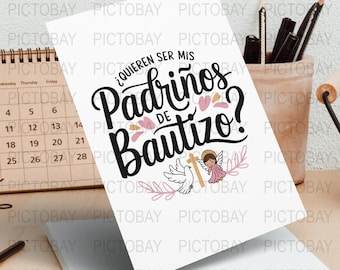 Quieren Ser Mis Padrinos De Bautizo SVG | Digital Download | Godparents Proposal Template | Baptism Godparent Request | Instant Download