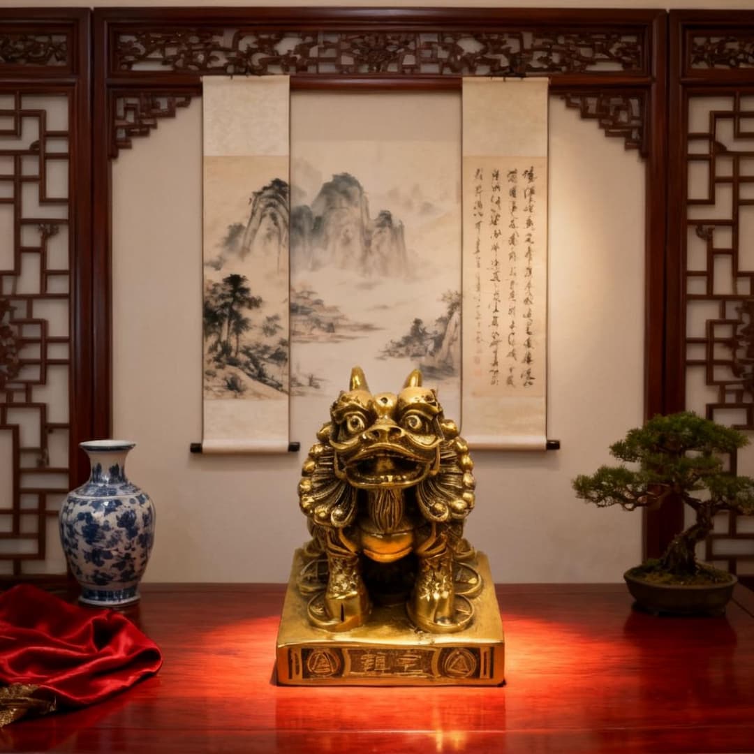 Solid Brass Pixiu Statue 7th Anniversary Gift, Feng Shui Wealth Cure ...