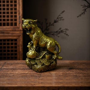 Brass Zodiac Tiger Statue: Feng Shui Symbol of Strength