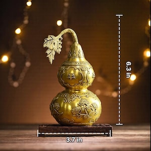 Brass Wu Lou Gourd | Feng Shui Longevity & Health | Fall Wellness Decor | Protection Charm, Elder Gift, Dorm Decor