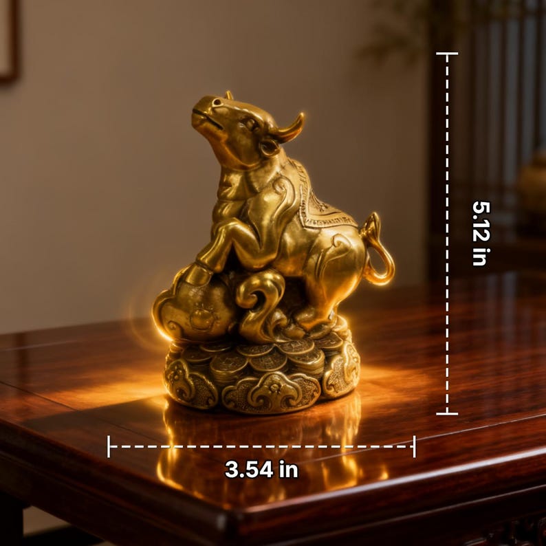 Oxgift Brass Ox Statue Feng Shui Decor | Year of the Ox Gift for Mom | Office ...