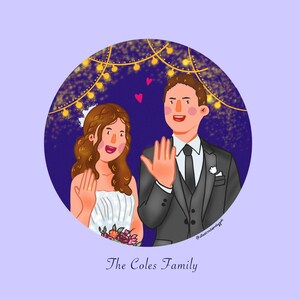Retrato digital personalizado, ilustração personalizada de família, casal ou amigo, arte desenhada à mão, presente para aniversário, casamento ou aniversário