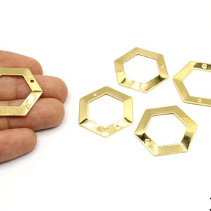 Gold Plated Hexagon Frame Charm, Gold Hexagon Connector, Hollow Hexagon Charm, Small Hexagon Shape Charm, Gold Supplies For Jewelry Makings