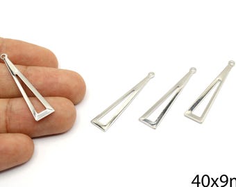 2 Versilberte Dreieck Charm Anhänger (9 x 40 mm)