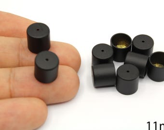 Borlas cilíndricas chapadas en negro de 11 mm para manualidades.