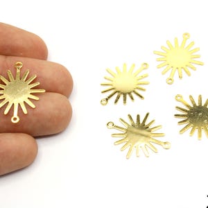 Gold Plated Double Hole Sun Charm, Tiny Sun Charm, Sunburst Connector, Sun Pendant, Sun Sparkle Charm, Gold Supplies For Jewelry Making