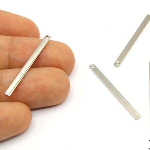 4 Pcs Silver Plated Stick Bar Charm, Rectangle Bar Pendant, Long Stick Bar Drop Earrings, Geometric Charm, Supplies For Jewelry Makings