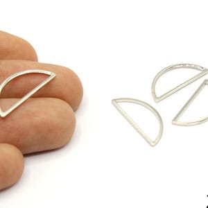 4 Pcs Silver Plated Small Half Circle Charm, Half Circle Frame Pendant, Hollow Semicircle Silver Charm, Silver Supplies For Jewelry Makings