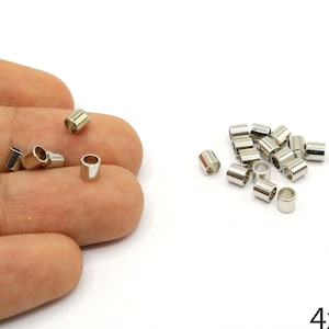 20 Pcs Silver Plated Dainty Tube Beads, Tiny Tube Shape Silver Spacer Beads, Mini Barrel Shape Beads, Silver Supplies For Jewelry Makings