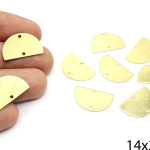 3 Pcs Brass Textured Half Disc Charm, Brushed Semicircle Pendant, Double Hole Half Circle Connector, Brass Supplies For Jewelry Makings