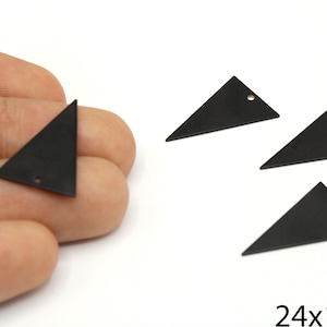 2 Pcs Black Plated Triangle Charm, Black Triangle Pendant, Black Triangle Drop Earrings, Geometric Charm, Black Supplies for Jewelry Makings