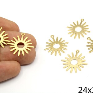 2 Pcs Gold Plated Sun Charm, Hollow Sunburst Pendant, Sun Shape Pendant, Sunshine Charm, Sun Drop Earrings, Gold Supplies For Jewelry Making