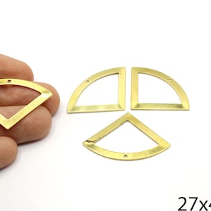 Brass Arc Triangle Frame Charms, Geometric Fan Shape Pendant (40mm)