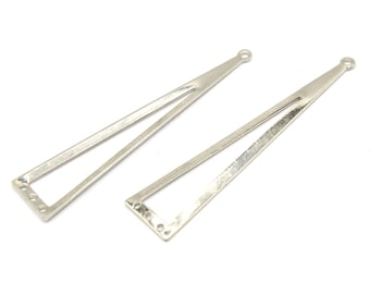 2 Stk versilbert Hohl Dreieck Charme, Ohrring Anhänger Stecker