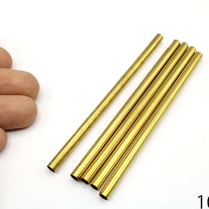 2 Pcs Long Brass Tube Beads, Hollow Brass Stick, Tube Spacer Brass Component, Brass Cylinder Beads, Brass Supplies for Jewelry Makings