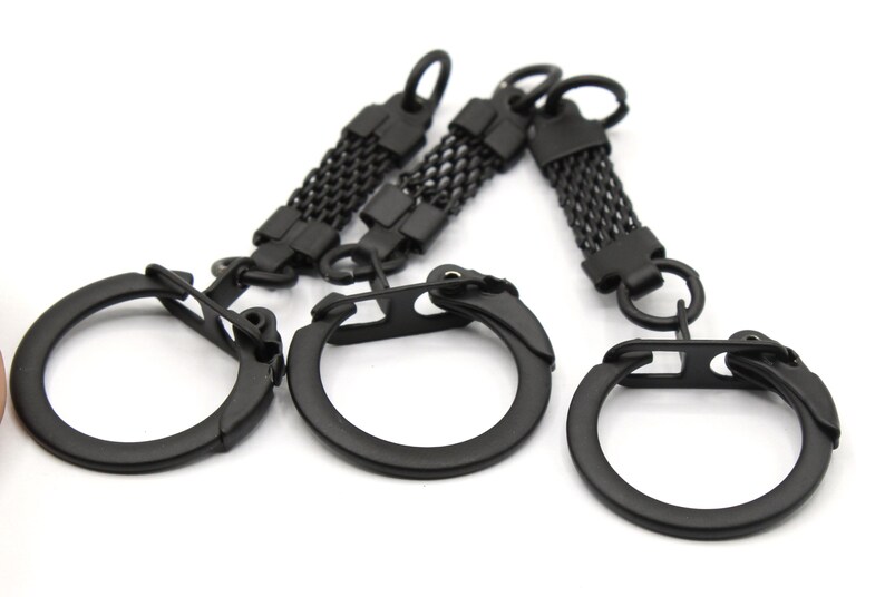 60mm Black Key Chain Ring, Mesh Split Ring With Chain - Etsy