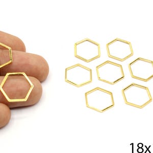 4 Pcs Gold Plated Hexagon Frame Charm, Gold Hexagon Ring, Honeycomb Shape Charm, Tiny Hexagon Charm, Gold Supplies For Jewelry Makings