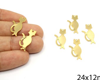 4 Pcs Gold Plated Cat Charms for Earrings and Necklaces