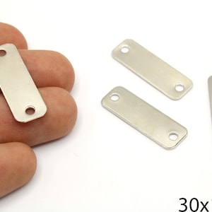 Silver Plated Small Stick Bar Connector, Stick Bar Charm, Rectangle Bar Pendant, Vertical Line Charm, Silver Supplies For Jewelry Makings