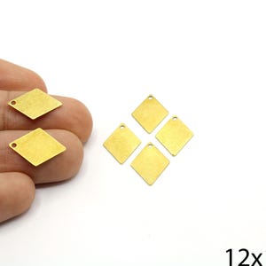 Brass Mini Rhombus Charm, Angled Square Drop, Diamond Shape Pendant, Lozenge Geometric Piece, Small Brass Supplies For Earring Making