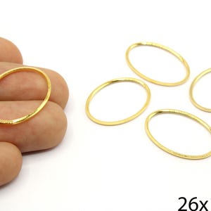 2 Pcs Gold Plated Oval Frame Link, Gold Oval Closed Ring, Smooth Ellipse Ring, Flat Ellipse Connector, Gold Supplies For Jewelry Makings