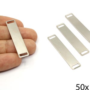 Silver Plated Long Stick Bar Connector, Silver Rectangle Bar, Vertical Line Charm, Bar Drop Earrings, Silver Supplies for Jewelry Makings