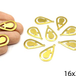 3 Pcs Brass Filigree Teardrop Charm, Abstract Teardrop Pendant, Hollow Drop Brass Charm, Lightweight Drop, Brass Supplies For Jewelry Making