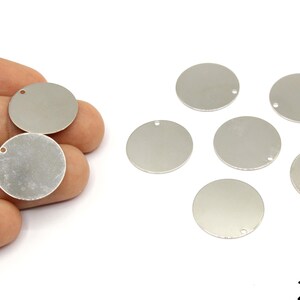 Silver Plated Round Disc Charm, Flat Disc Charm, Silver Round Disc Pendant, Rhodium Circle Disc Charm, Silver Supplies For Jewelry Makings