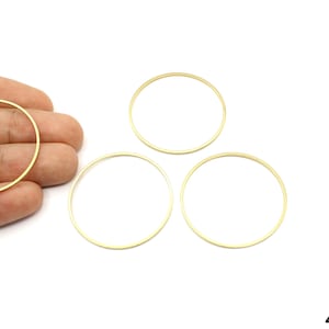 4-delige platte messing cirkelverbinding, messing grote hoepel, geometrische hoepel, dunne ronde charme, grote ringbedel, messing benodigdheden voor het maken van sieraden