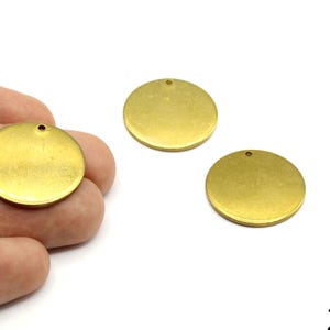 Flat Brass Disc Charm, Large Round Stamping Blank, Brass Coin Tag, Engraving Token, Round Disc Pendant, Brass Supplies For Jewelry Makings