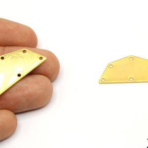 Gold Plated Half Pentagon Connector, Multi Hole Polygon Charm, Semi Pentagon Charm, Geometric Pendant, Gold Supplies For Jewelry Makings