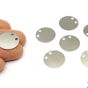 2 Pcs Silver Plated Dual Drilled Disc Charm, Circle Disc Connector, Round Disc Pendant, Disc Earrings, Silver Supplies For Jewelry Making