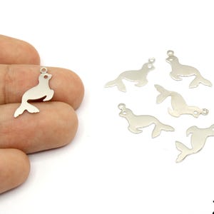 6 Pcs Silver Plated Dainty Seal Charm, Tiny Seal Pendant, Mini Sea Lion Charm, Small Seal Drop Earrings, Silver Supplies For Jewelry Makings