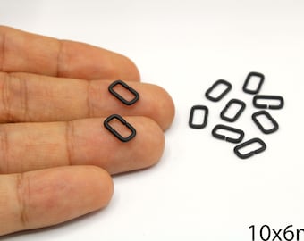2 Pcs Black Plated Rectangle Jump Ring, Oval Closed Link Connector