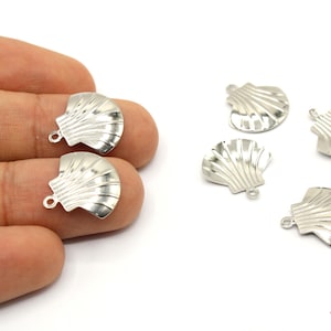 4 Stück versilbert Mini Muschel Charme, Jakobsmuschel Muschel Anhänger, kleine Ozean Muschel Charme, Muschel Charme, Zubehör für Schmucksachen