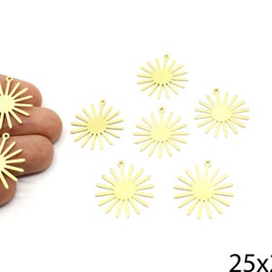 3 Pcs Brass Textured Sun Charm, Solid Shiny Sun Pendant, Textured Radiant Sunburst Charm, Brass Supplies For Earring Makings