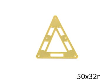 Gold Plated Large Triangle Pendant Connector, Geometric Charm (50x32mm)