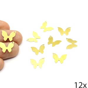 11 Pcs Brass Dainty Butterfly Charm, Mini Butterfly Pendant, Tiny Butterfly Drop Earrings, Animal Charm, Brass Supplies For Jewelry Makings