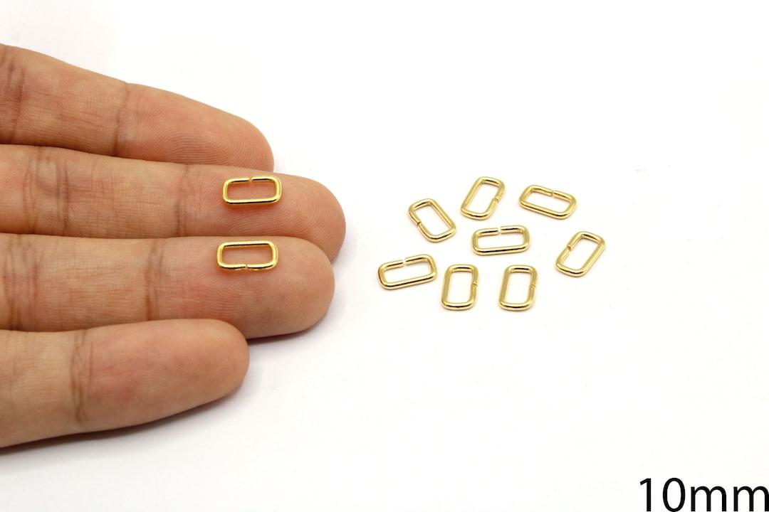 6 Pcs Gold Plated Mini Rectangle Jump Ring, Jewelry Supplies (6x10mm ...