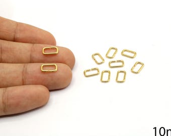 6 Pcs Gold Plated Mini Rectangle Jump Ring, Jewelry Supplies (6x10mm)