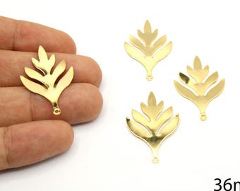 2 Pcs Gold Plated Leaf Pendant for Necklace, Botanical Earring Charms