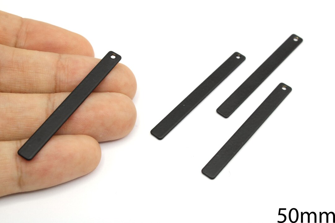 Rectangular Stick Black Plated Thin Rectangle Stick Bar Pendant, 50mm Vertical Charm - Etsy