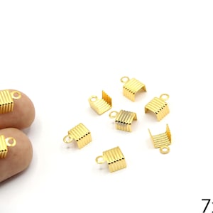 12 embouts à sertir nervurés dorés, cordon de sertissage rabattable, embout rainuré pour bijoux, embouts de tube carré, fournitures en or pour la fabrication de bijoux
