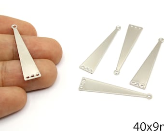 2 Stück Versilberte Dreieck Anhänger, Geometrische Verbinder Charme (40 mm)