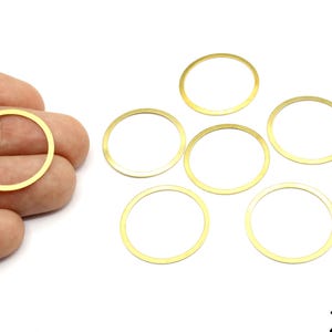 11 Pcs Brass Circle Charm, Thin Circle Ring Connector, Minimal Round Circle Charm, Hollow Round Hoop, Brass Supplies For Jewelry Makings